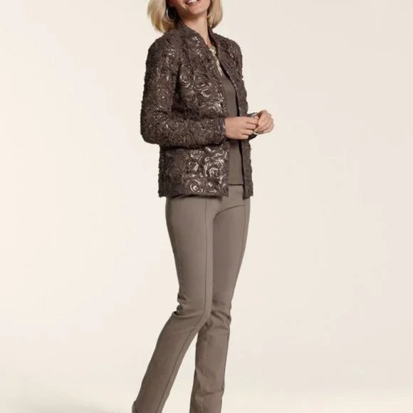 Chico’s ~Rose Sequin Jacket in Texas Taupe - Picture 9 of 9